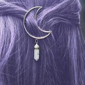 NEW Quartz‎ Silver Crescent Moon Hair Clip Barrette Accessory